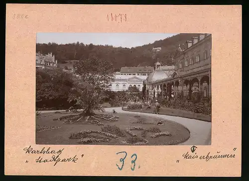 Fotografie Brück & Sohn Meissen, Ansicht Karlsbad, Kaiserbrunnen am Stadtpark