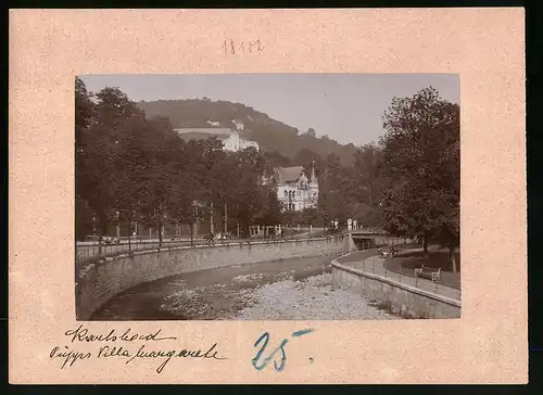 Fotografie Brück & Sohn Meissen, Ansicht Karlsbad, Villa Margarete und Uferpartie