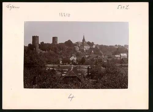 Fotografie Brück & Sohn Meissen, Ansicht Kohren, Ortsansicht mit Burgruine und Kirche