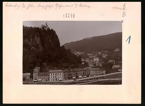 Fotografie Brück & Sohn Meissen, Ansicht Bodenbach, Bergschloss Schäferwand, Villen am Rotberg