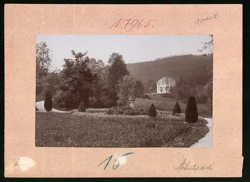Fotografie Brück & Sohn Meissen, Ansicht Bad Elster, Partie im Albertpark mit Villa