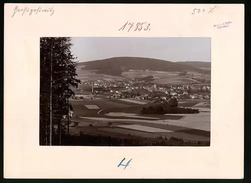 Fotografie Brück & Sohn Meissen, Ansicht Grosspostwitz, Blick vom Mönchswalder Berg auf den Ort