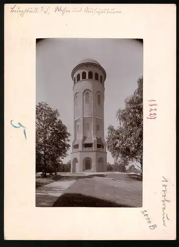 Fotografie Brück & Sohn Meissen, Ansicht Burgstädt i. Sa., Blick auf den Wasser und Aussichtsturm