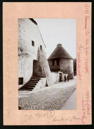 Fotografie Brück & Sohn Meissen, Ansicht Kamenz i. Sa, Partie an der Alten Bastei (Pichschuppen)