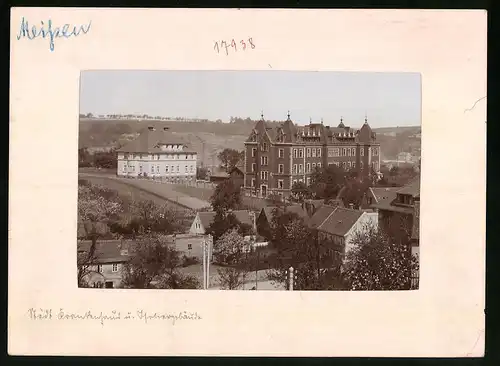 Fotografie Brück & Sohn Meissen, Ansicht Meissen i. Sa., Blick auf das Stadtkrankenhaus mit Isoliergebäude
