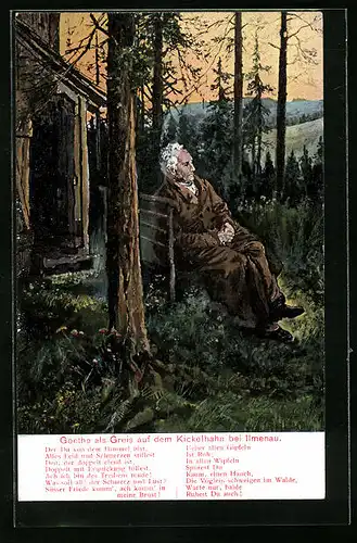 Künstler-AK Ilmenau, Goethe als Greis auf dem Kickelhahn