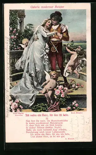 Künstler-AK Galerie moderner Meister, Liebespaar mit Amor