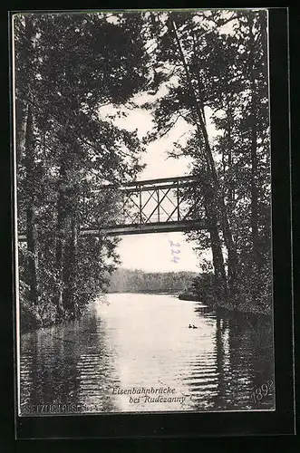 AK Rudczanny, Eisenbahnbrücke über einen Fluss