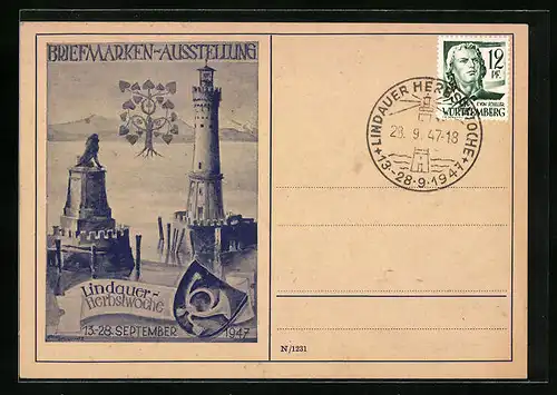 AK Lindau, Briefmarken-Ausstellung zur Lindauer Herbstwoche 1947