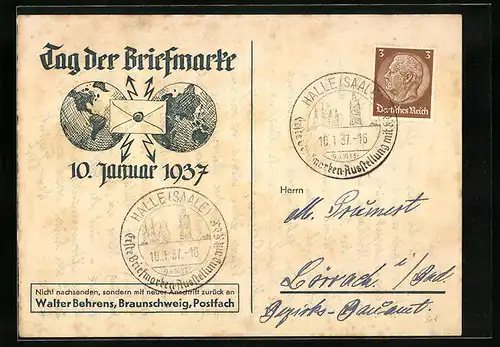 AK Ausstellung zum Tag der Briefmarke 1937