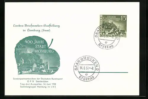 AK Homburg /Saar, Landes-Briefmarken-Ausstellung zu 400 Jahren Stadt Homburg