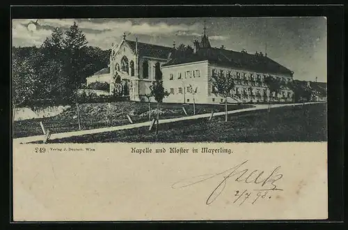 AK Mayerling, Ortsansicht mit Kapelle und Kloster