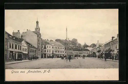 AK Amstetten, Ortsansicht mit Marktplatz