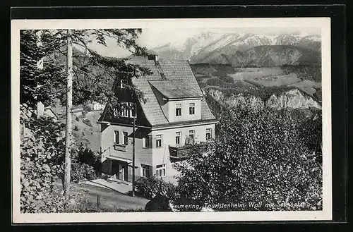 AK Semmering, Touristenheim Wolf mit Schneeberg