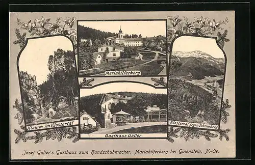 AK Mariahilfberg bei Gutensten, Josef Galler`s Gasthaus zum Handschuhmacher, Klamm im Klostertal, Strassenpartie