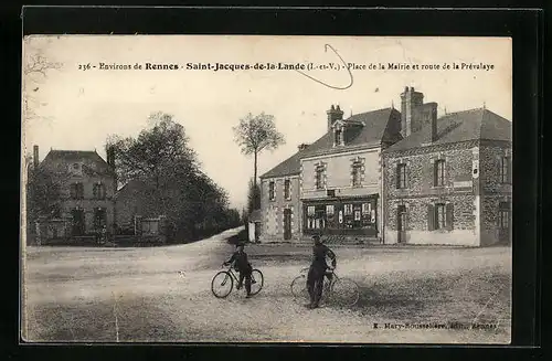 AK Saint-Jacques-de-la-Lande, Place de la Mairie et route de la Prévalaye