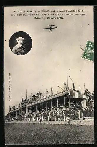 AK Rennes, Meeting 1911, Busson revient atterrir à l`Aérodrome, Monoplan Blériot