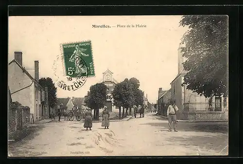 AK Marolles, Place de la Mairie