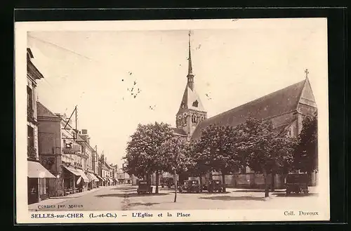 AK Selles-sur-Cher, L`Eglise et la Place