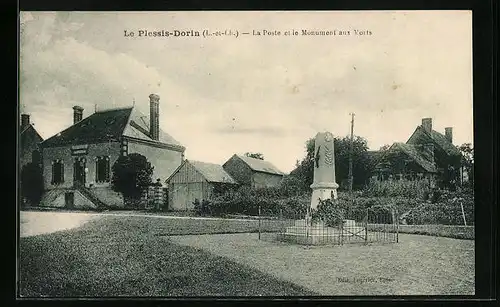 AK Le Plessis-Dorin, La Poste et le Monument aux Morts