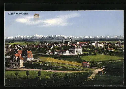 AK Wörishofen, Ortspartie mit Kirche