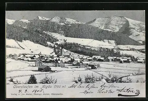 AK Oberstaufen /Allgäu, Ortsansicht im Winter