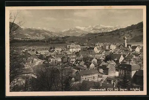AK Immenstadt /Allgäu, Ortspartie mit Zwiebelturm