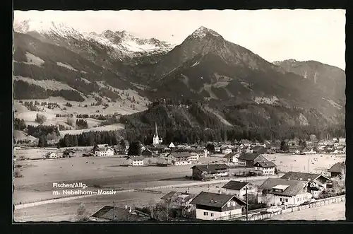 AK Fischen /Allgäu, Ortsansicht mit Nebelhorn-Massiv