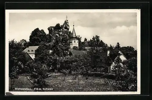 AK Wichsenstein /Fränk.Schweiz, Ortspartie mit Kirchturm