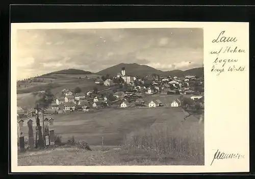 AK Lam /Hohenbogen, Ortspartie hinter Wegkreuzen