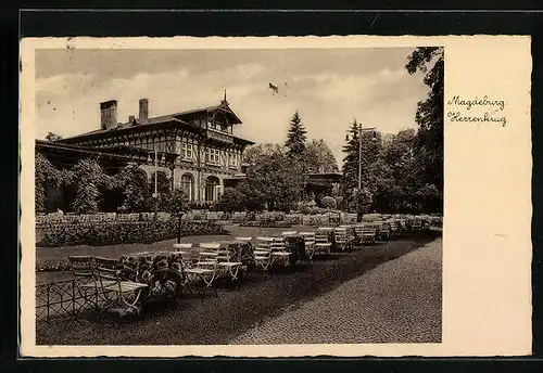 AK Magdeburg, Gasthaus Herrenkrug, Fachwerk