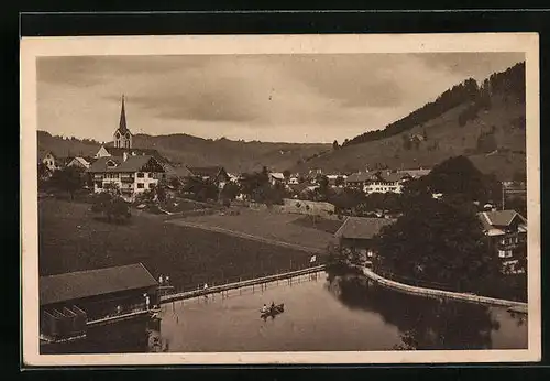 AK Oberstaufen /Bayr. Allgäu, Ortspartie bei der Badeanstalt