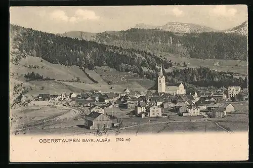 AK Oberstaufen i. Allgäu, Totalansicht aus der Ferne