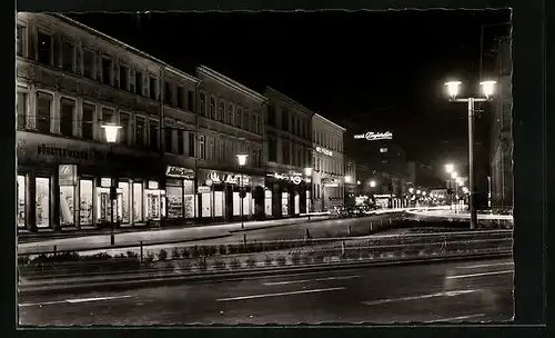 AK Kaiserslautern /Pfalz, Fruchthallstrasse bei Nacht