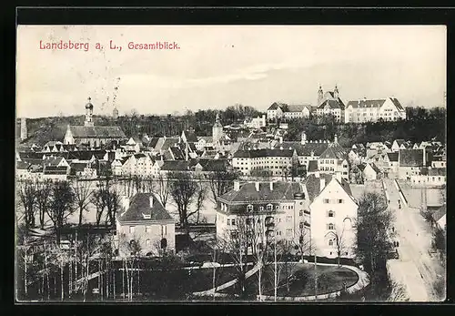 AK Landsberg a. L., Gesamtansicht mit Blick auf die Dächer der Stadt