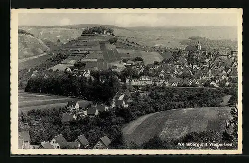 AK Weinsberg, Ortsansicht mit Ruine Weibertreu