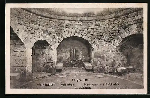AK Weinsberg, Weibertreu - Burgverlies (Dichterturm mit Äolsharfen)