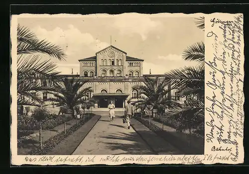 AK Göttingen, Frontansicht des Bahnhofs