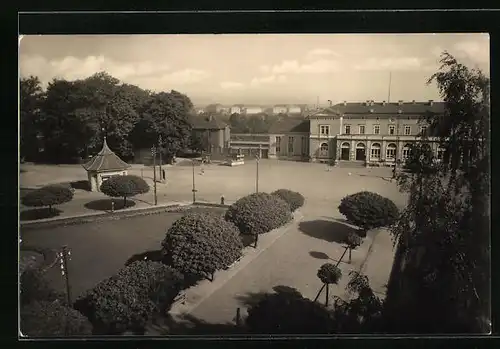 AK Mühlhausen, Bahnhof mit begrüntem Vorplatz