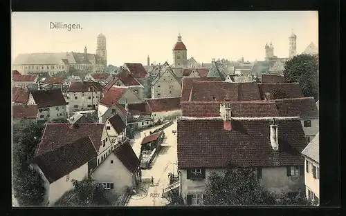 AK Dillingen, Strassenpartie mit der Kirche