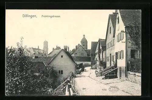 AK Dillingen, Strassenpartie der gepflasterten Frühlingsstrasse