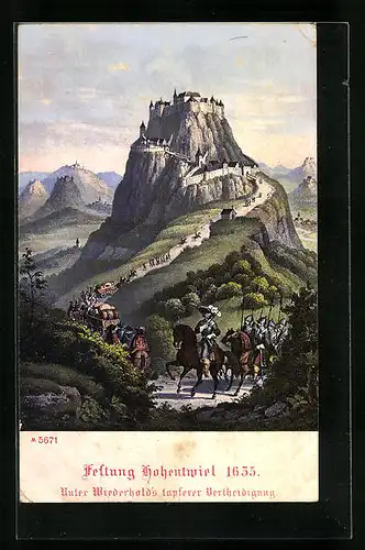 Künstler-AK Hohentwiel, Festung unter Wiederholds Verteidigung