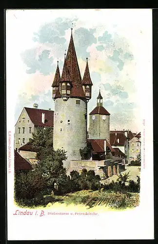 AK Lindau i. B., Diebesturm und Peterskirche