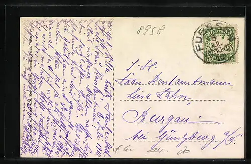 AK Füssen a. Lech, Ortsansicht mit dem Schloss