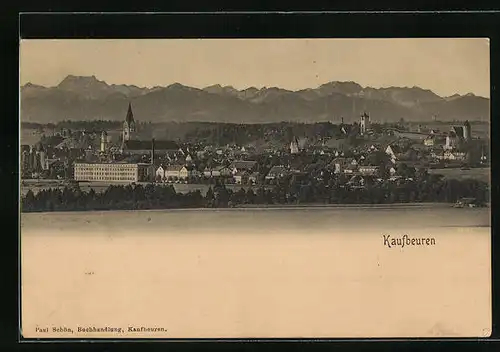 AK Kaufbeuren, Ortsansicht vor den Bergen
