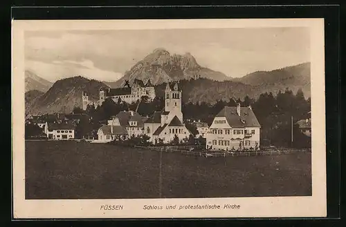 AK Füssen, Schloss und protestantische Kirche