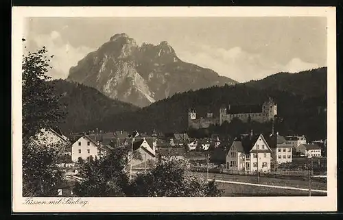 AK Füssen, Ortsansicht mit dem Säuling