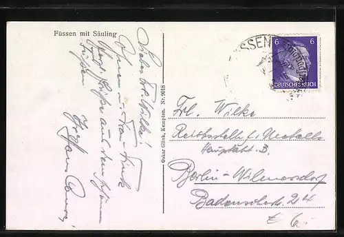 AK Füssen, Das Schloss vor dem Säuling