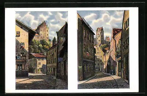 Künstler-AK Füssen, V. Marschall: Strassenbilder aus Füssen a. Lech