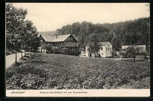 AK Jonsdorf, Kurhaus Gondelfahrt mit den Nonnenfelsen